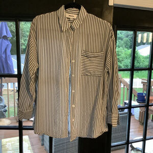 Ipekyol Women’s Button Front Long Sleeve Shirt blue striped size 6